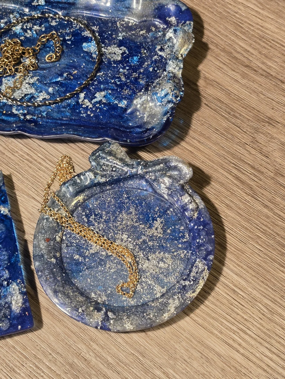 Handmade Blue & Silver Resin Vanity Trays Set Of 3 Bows